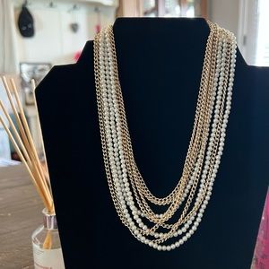Multi layered gold & Pearl necklace